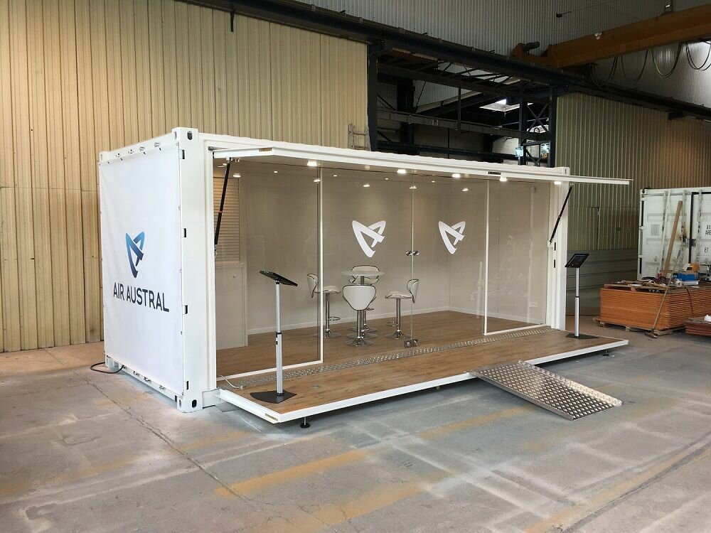 aménagement de container en stand à l'île de la réunion